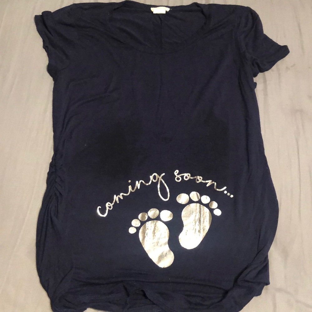Maternity shirt. “Coming soon “